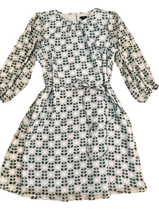 Ann Taylor Dresses & Skirts - Ann Taylor Women’s Floral Tile Belted Shift Dress Size 10 Blue Green Mini Lined